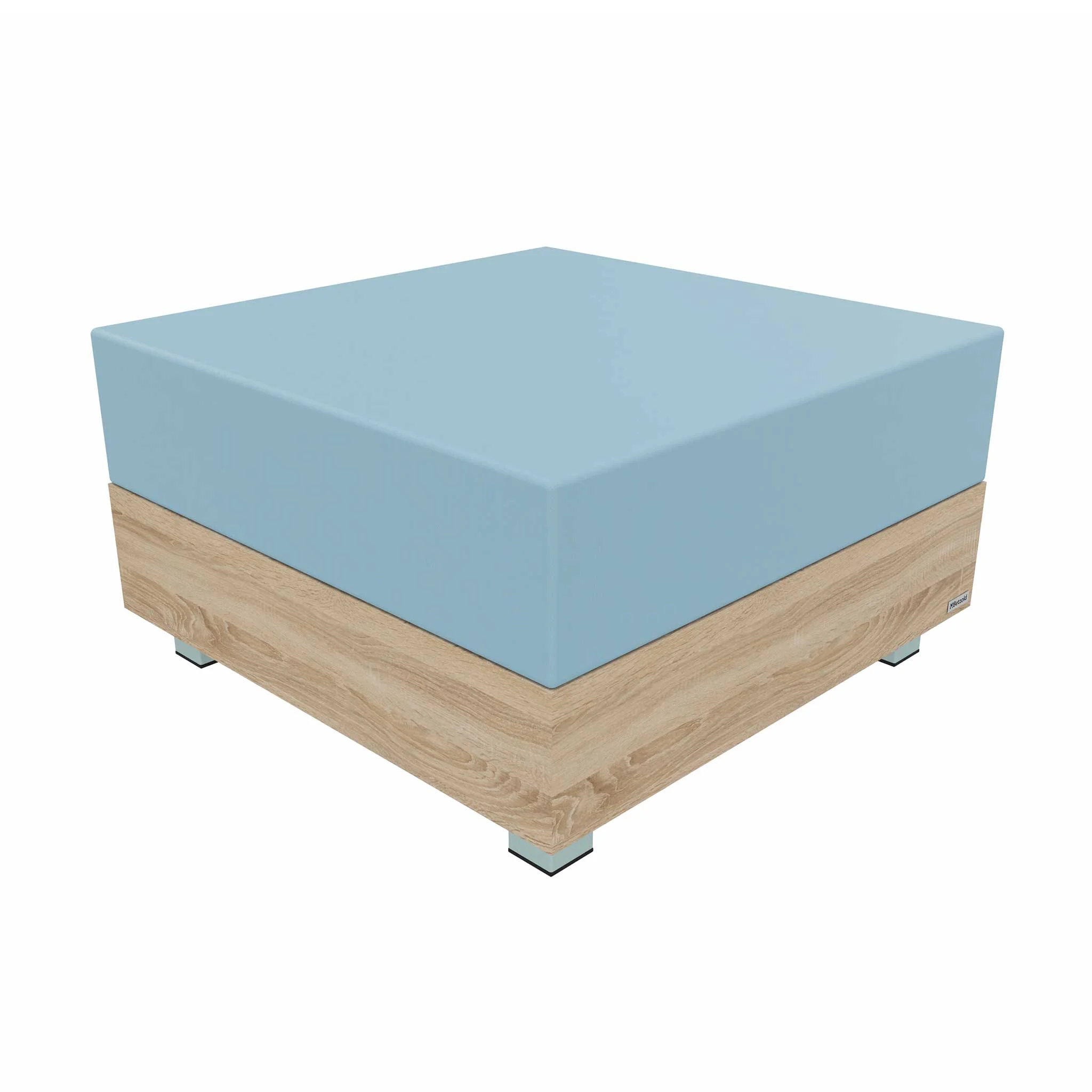Sofa, Sitzauflage, Bodenkissen, Holzsockel, Blau