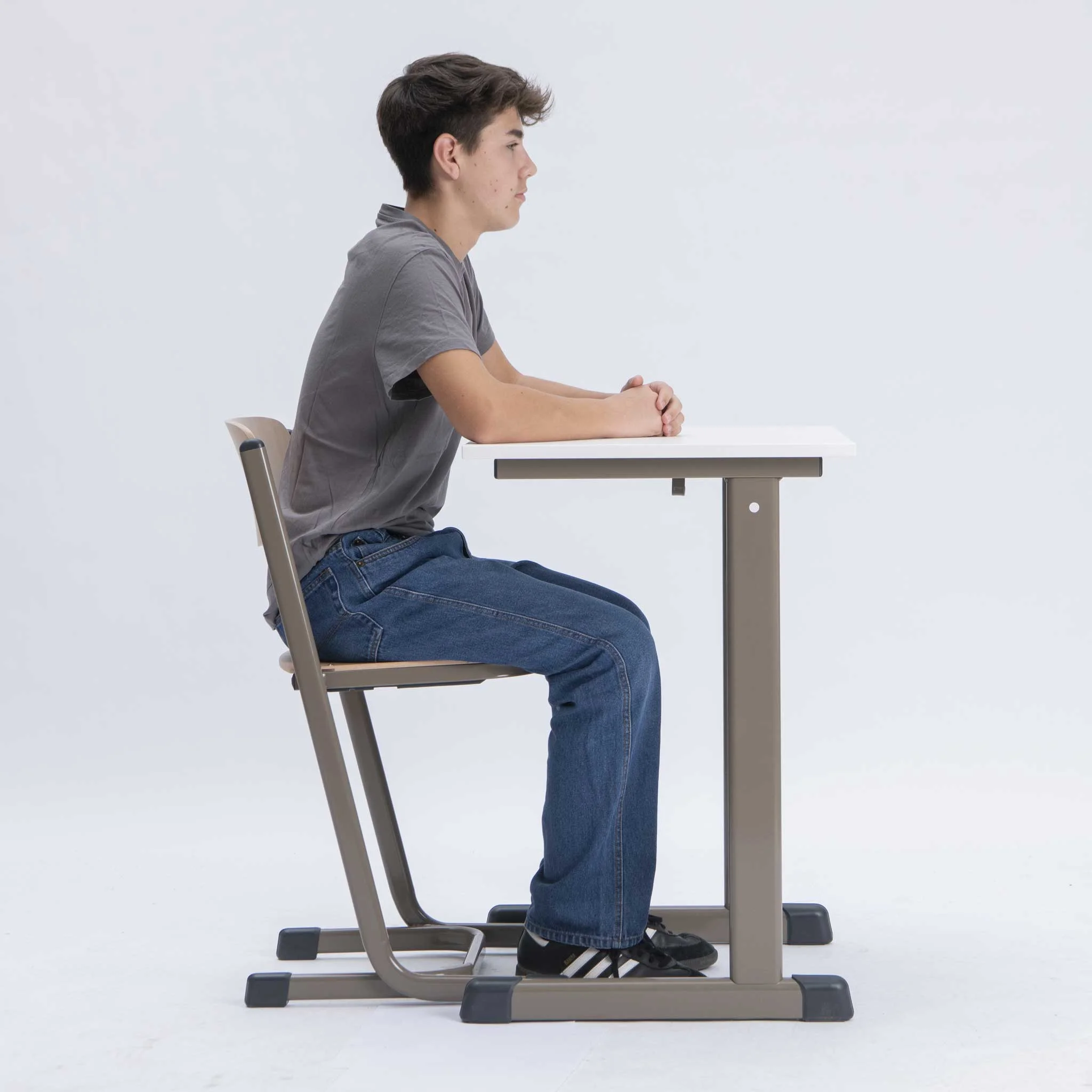 desk, student, table, chair, jeans
