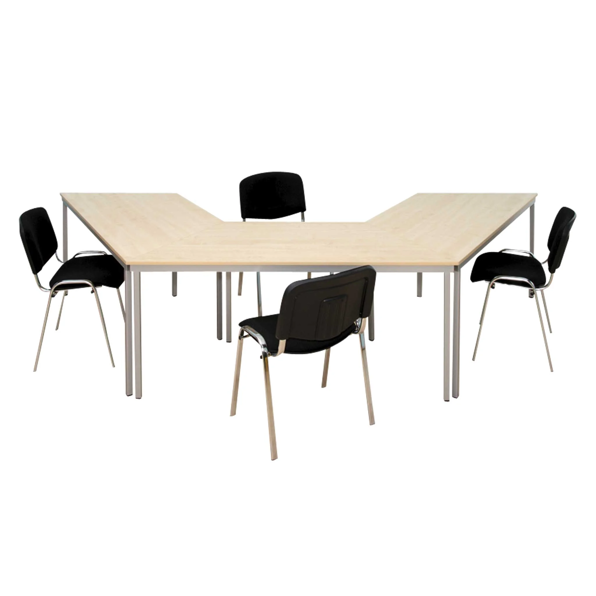ecktafel, konferenztisch, holzoptik, foliert, stühle, arbeitsplatz