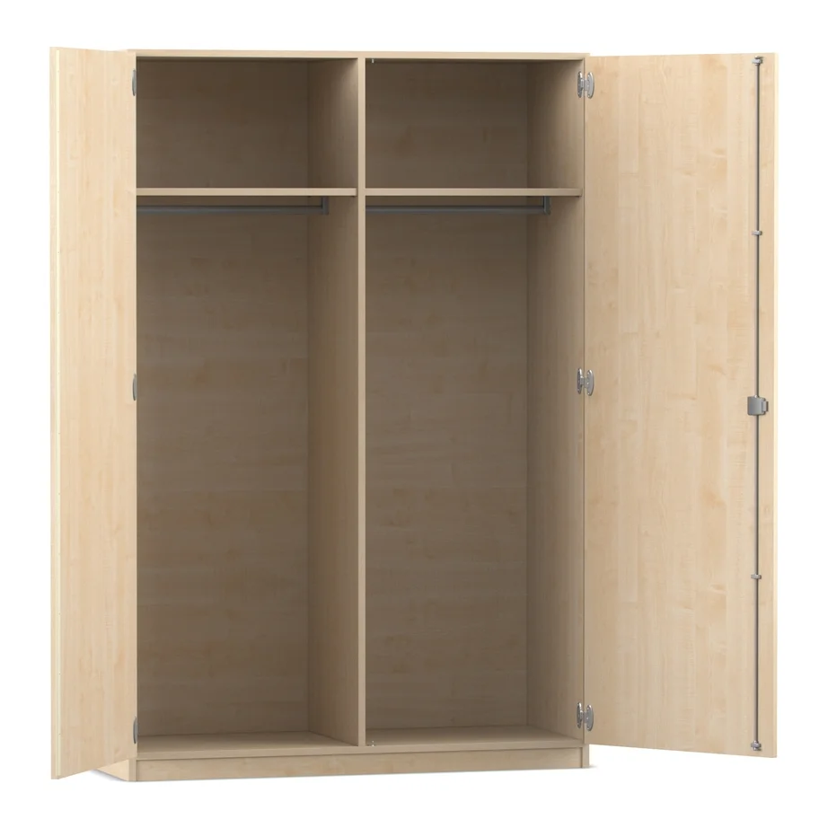 Kleiderschrank, Schrank, offene Türen, Schrank mit Fächern, Holzoptik