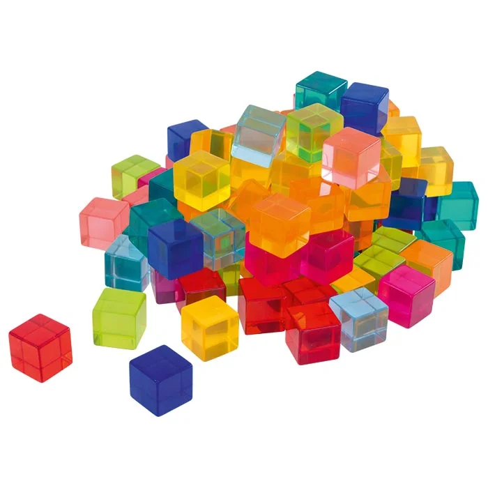 Bausteine, Kunststoffwürfel, Transparente Würfel, Bunte Würfel, Konstruktionsspielzeug