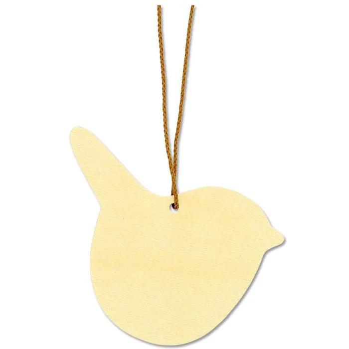 hängender deko, Vogelform, Holzanhänger, blasses gelb, Kartenanhänger