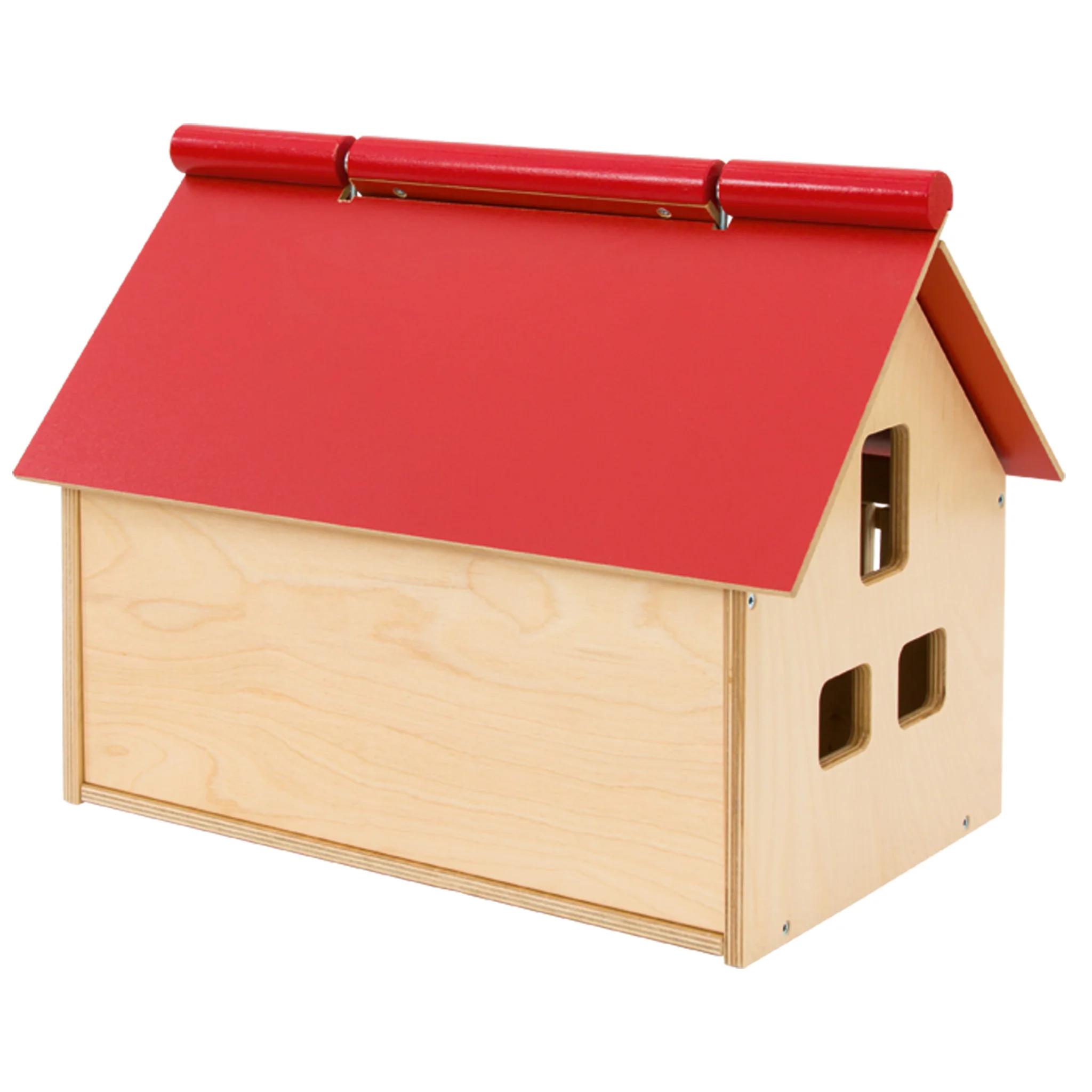 Holzspielhaus, Kinderspielhaus, Rotes Dach, Holzhaus, Kinderzimmer Spielzeug