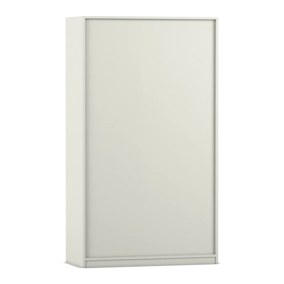 Schrank, Kleiderschrank, Holz/Metall-Sideboard, weiße Oberfläche, Frontpanel geschlossener Schrank