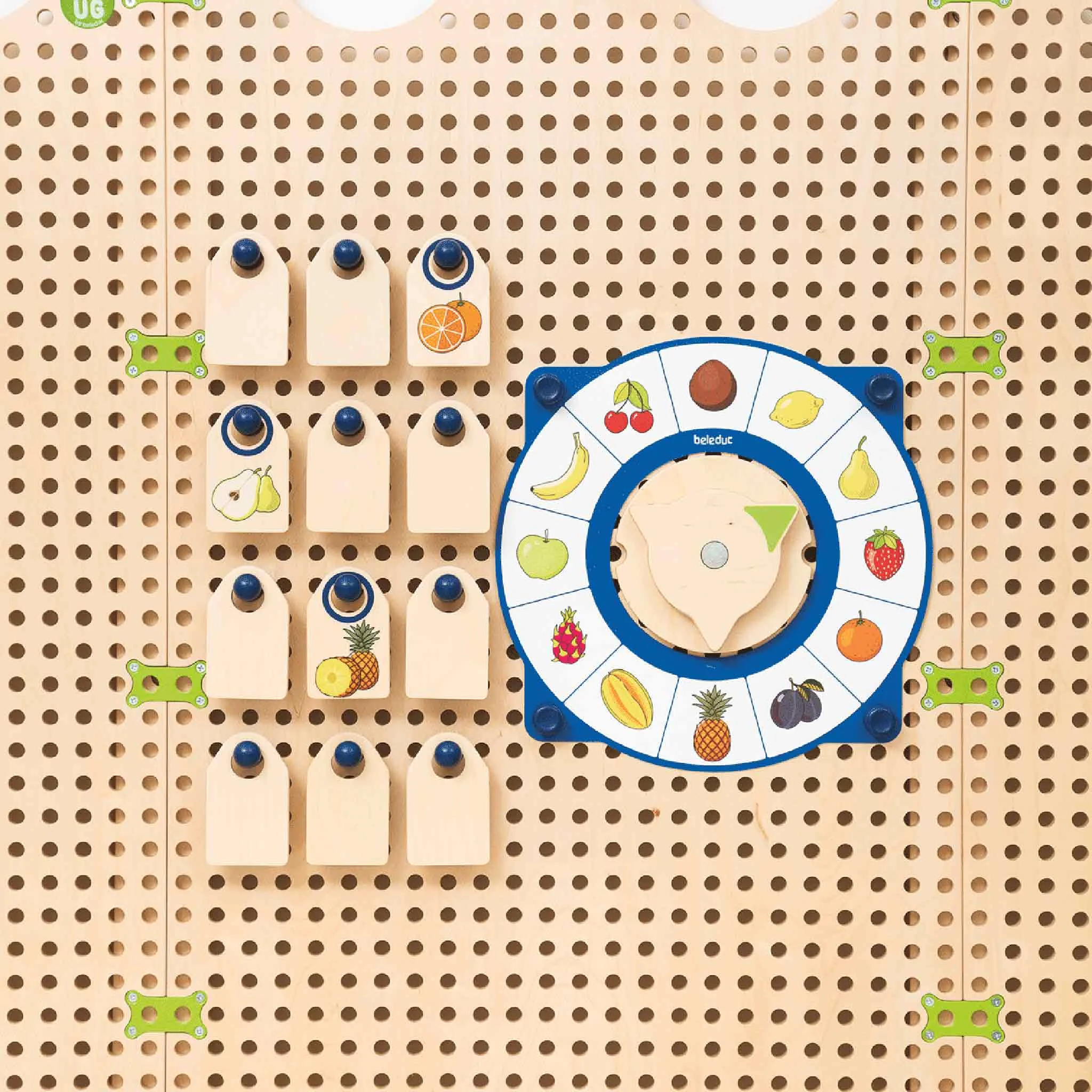 Obst, Bildungs Spielzeug, Pegsbrett, Drehscheibe, Holzstücke