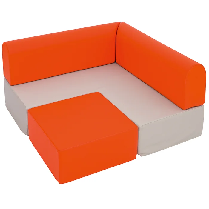 Ecksofa Emilio, Grau / Blutorange