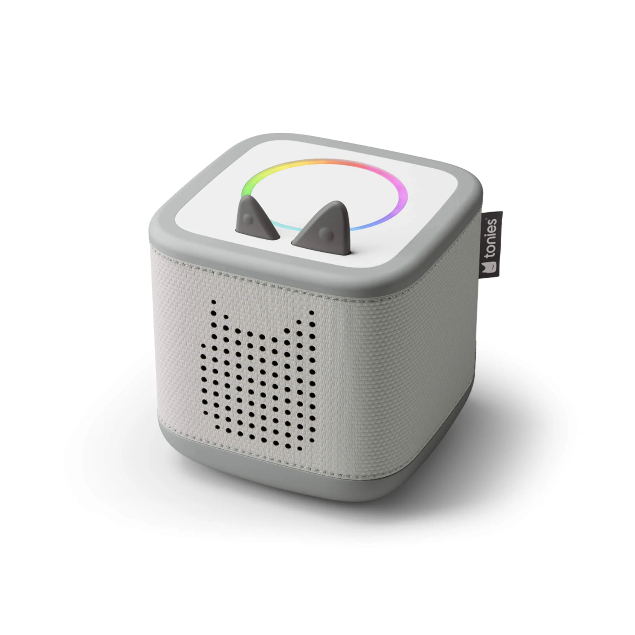Bluetooth-Lautsprecher, Tragbar, Stoffbezug, LED-Ring, Kubusform