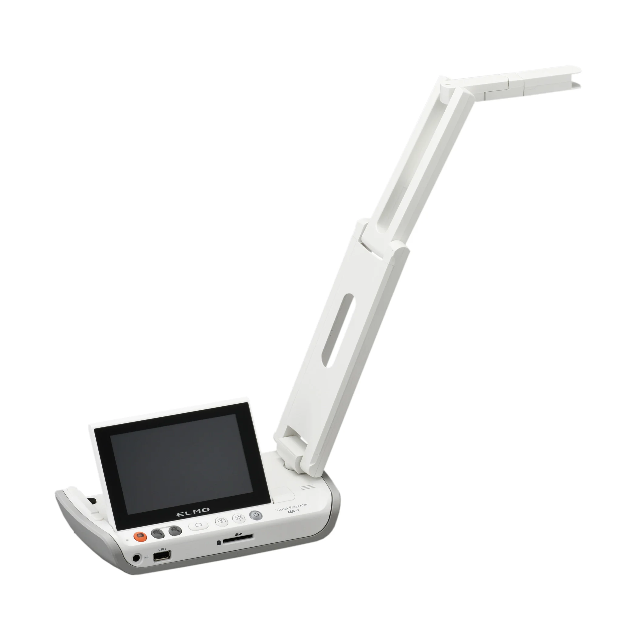portabler Scanner, Dokumentenscanner, Tischlampe, verstellbarer Arm, weißes Gerät