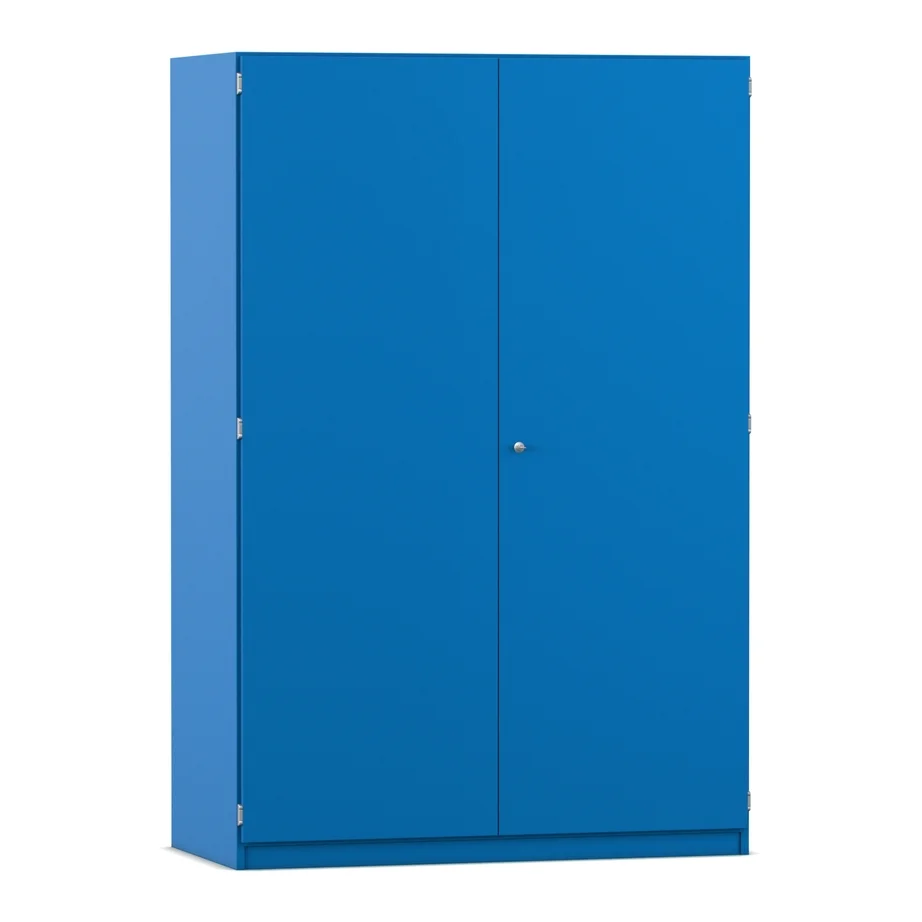 Schrank, Garderobenschrank, Metall, blau, Doppeltüren