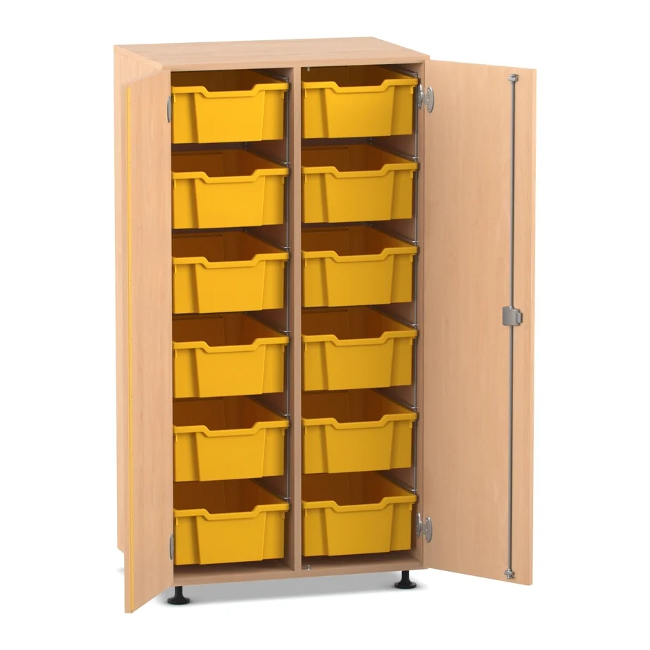 Mittelhoher Schrank - 12 hohe Boxen, Stellfüße
