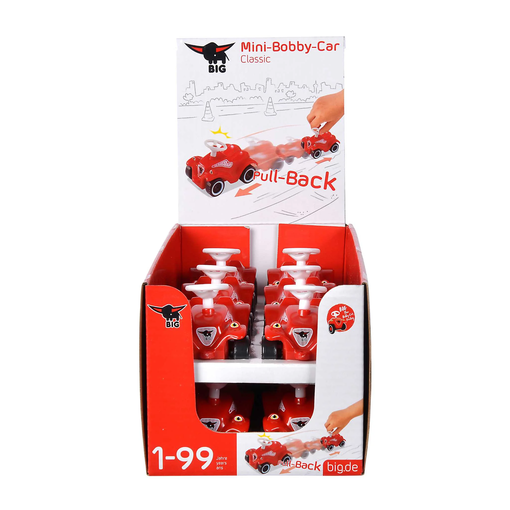 Mini-Booty-Auto, Pull-Back-Auto, Rotes Spielzeug, Plastikspielzeug, Alter 1-99
