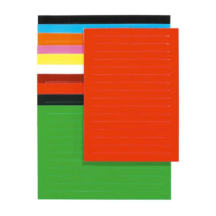 notizblock, notizkarten, laminiert, bunte farben, linienpapier