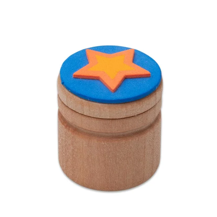 holzstempel, stempel, stern, blau, orange