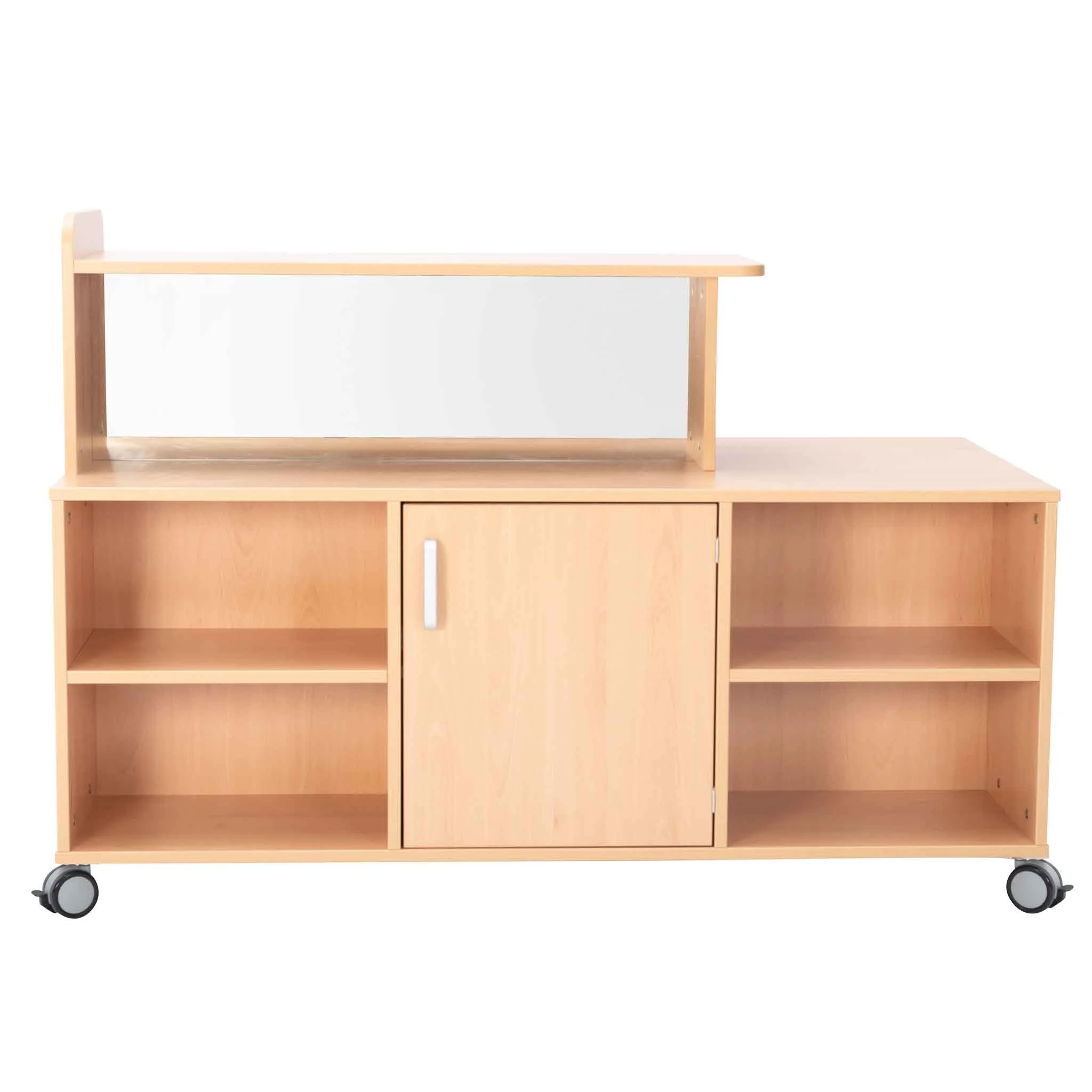 Küchenbuffet, Holz, Schrank mit Glas, Rollbar, Offene Regale