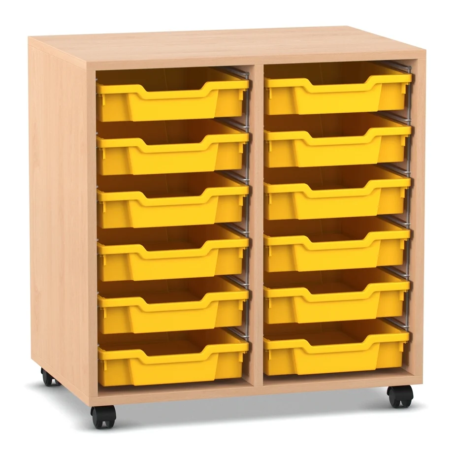 Regal PRO, 76,7 x 73,1 x 48, mit 12 Boxen, Buche hell