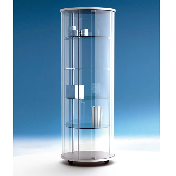 Vitrinenschrank, Glasvitrine, Rundvitrine, Displayschrank, Regal Glas