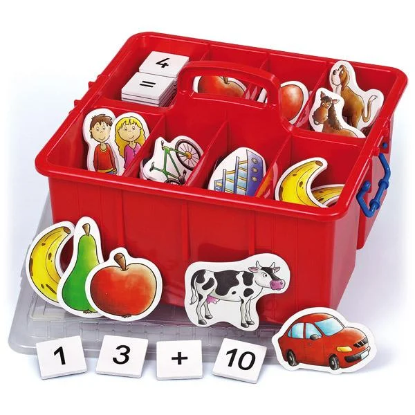 Lernbox, Sortierbox, Puzzlespiel, Bildkarten, Zahlenspiel
