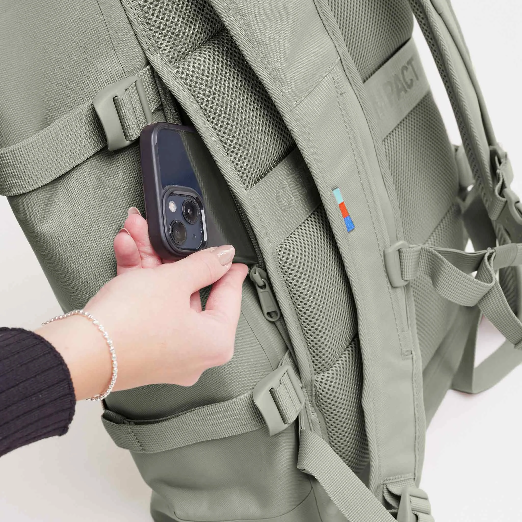 Rucksack, Außentasche, Smartphone-Halter, Rückenpolster, Spirale Mesh