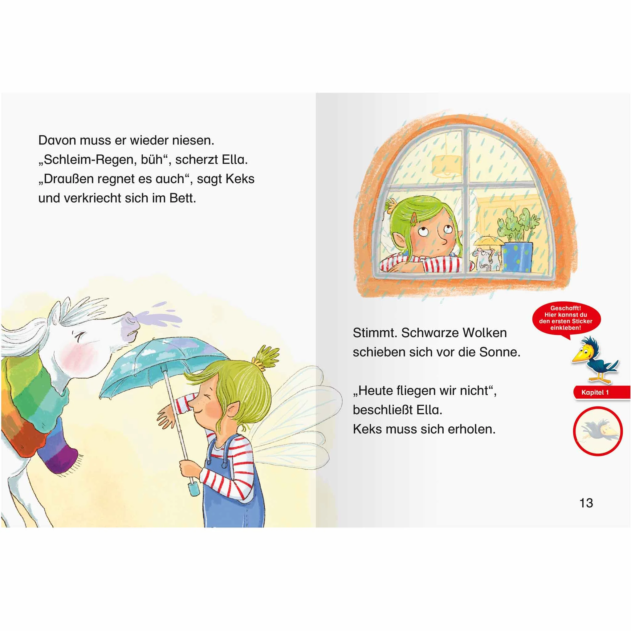 Kinderbuch, Figur, Flügel, Pferd, Fenster