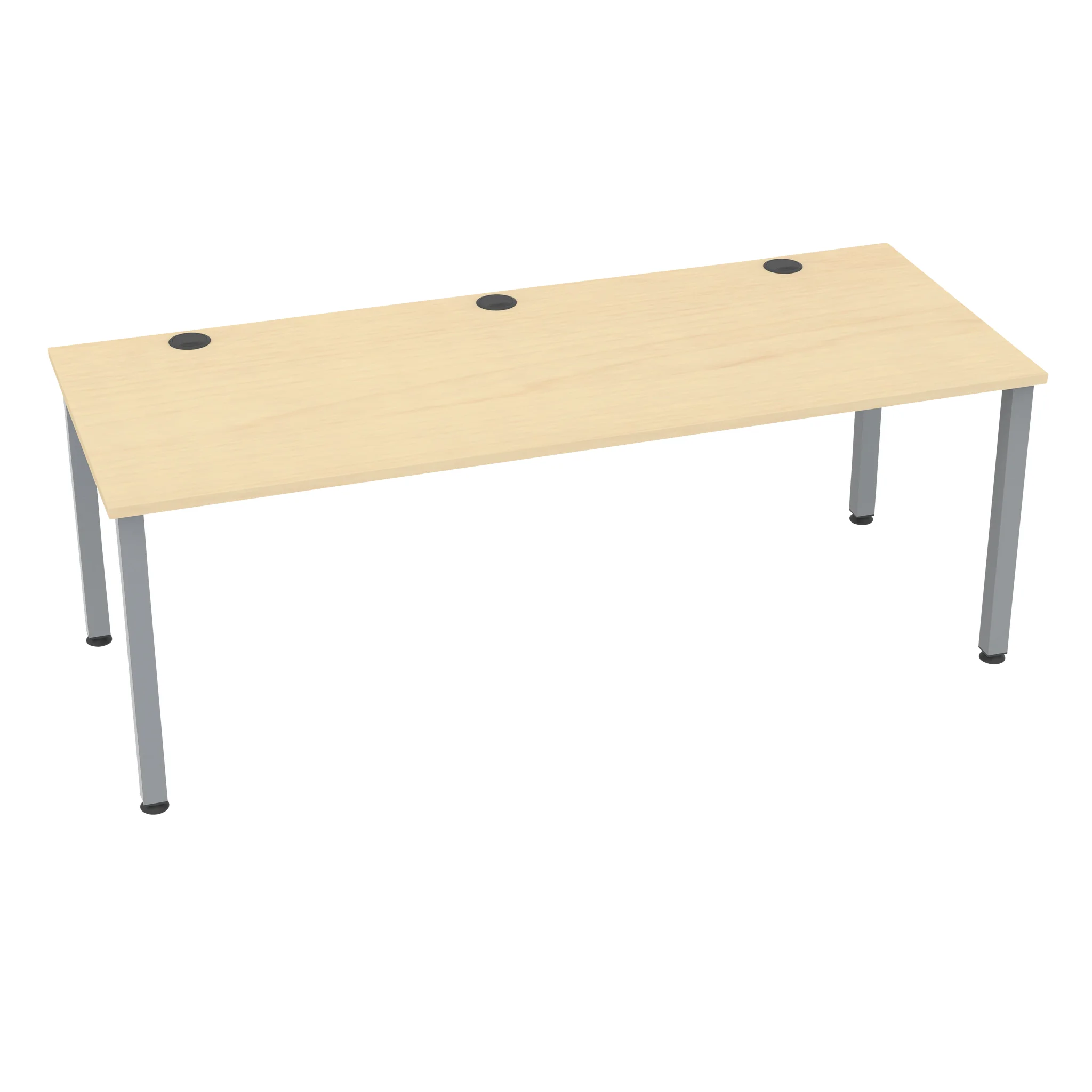 Schreibtisch, Bürotisch, Holzplatte, Metallbeine, Kabeldurchführung