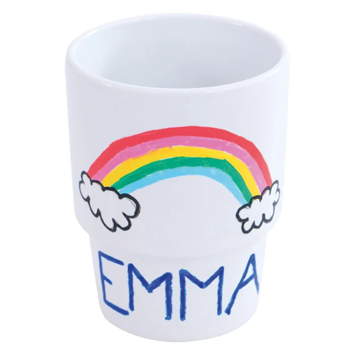 tasse, porzellan, regenbogen, name personalisiert, kinderglas