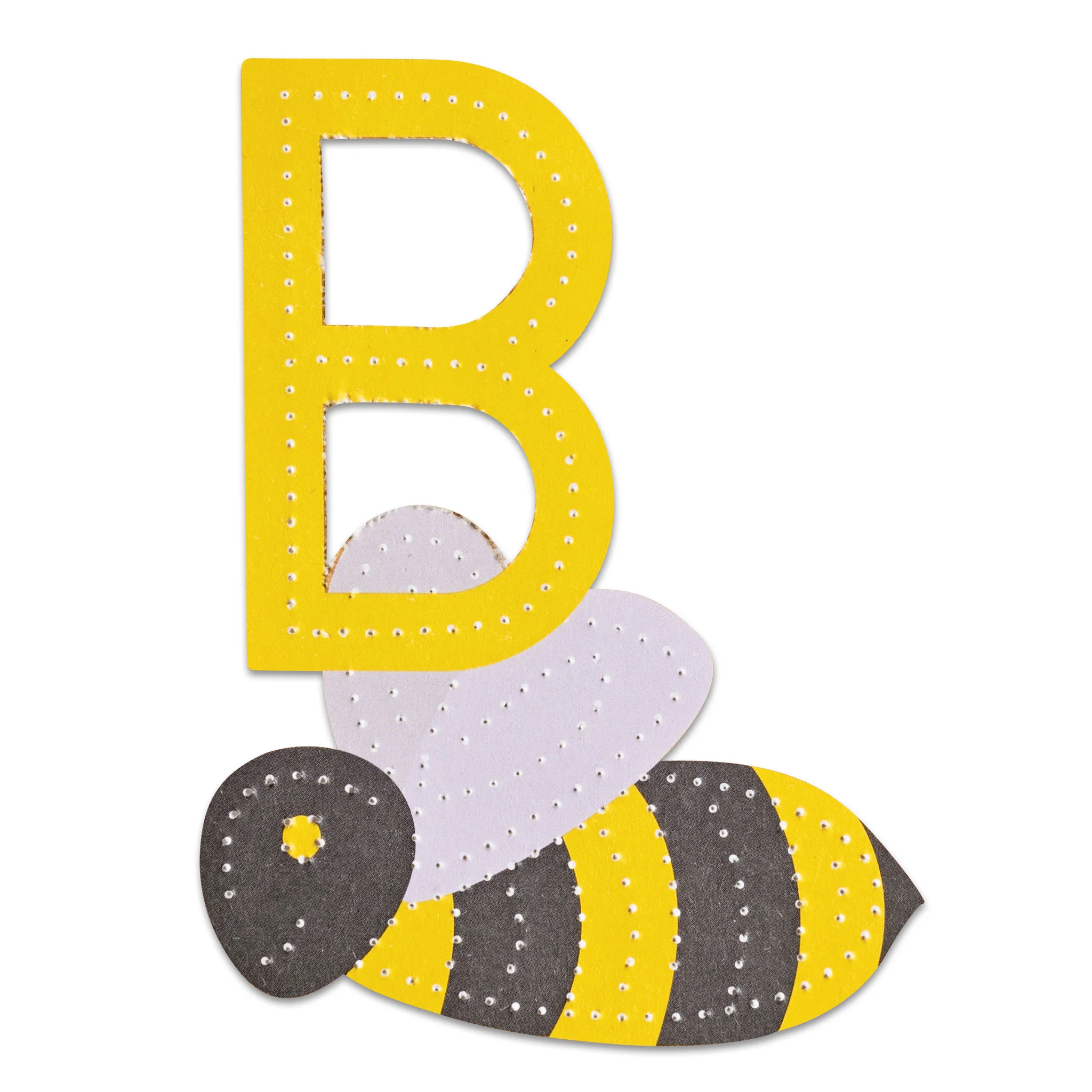 B-Buchstabe, Wanddekoration, Bienenform, gelbe Farbe, perforierte Vorlage