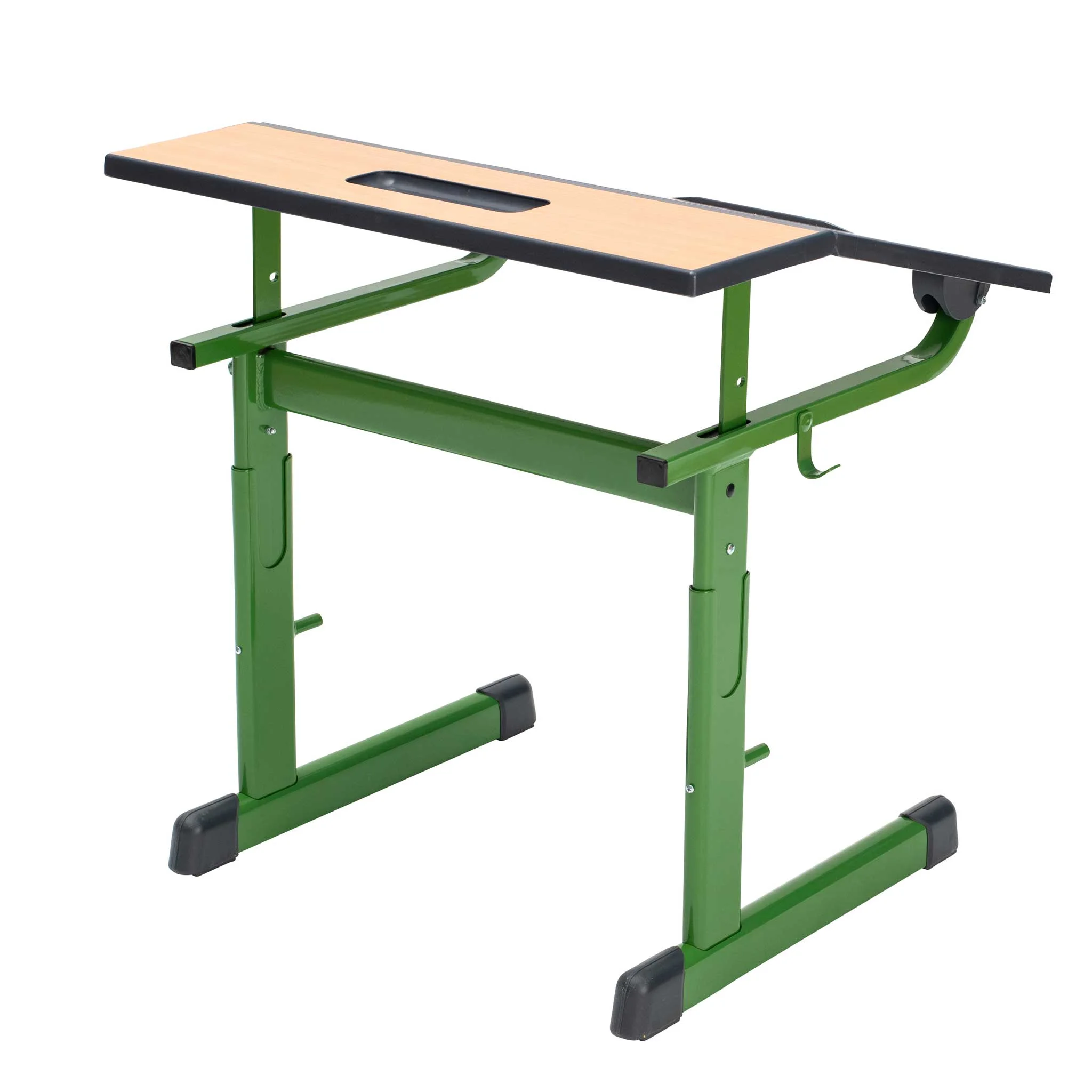 Schreibtisch, Schreibtischgestell, Grün, Kinder- bzw. Schulschreibtisch, Holztischplatte
