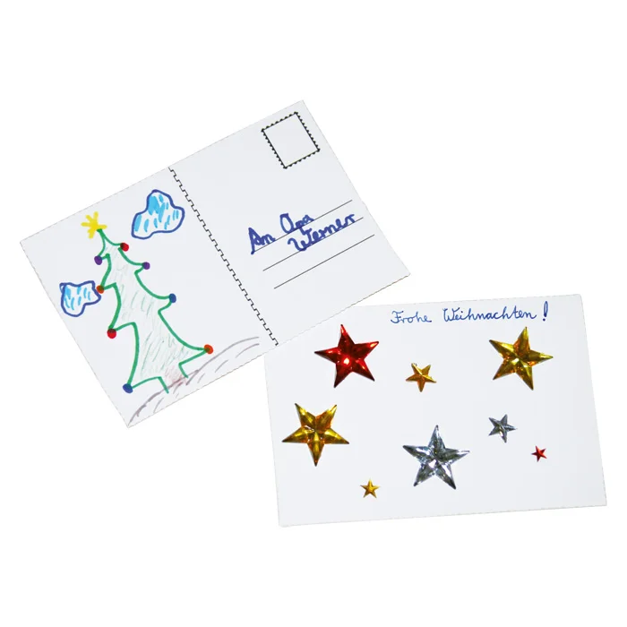 Weihnachtskarte, Briefkarte, Sterne, Weihnachtsdesign, Kartenaufdruck