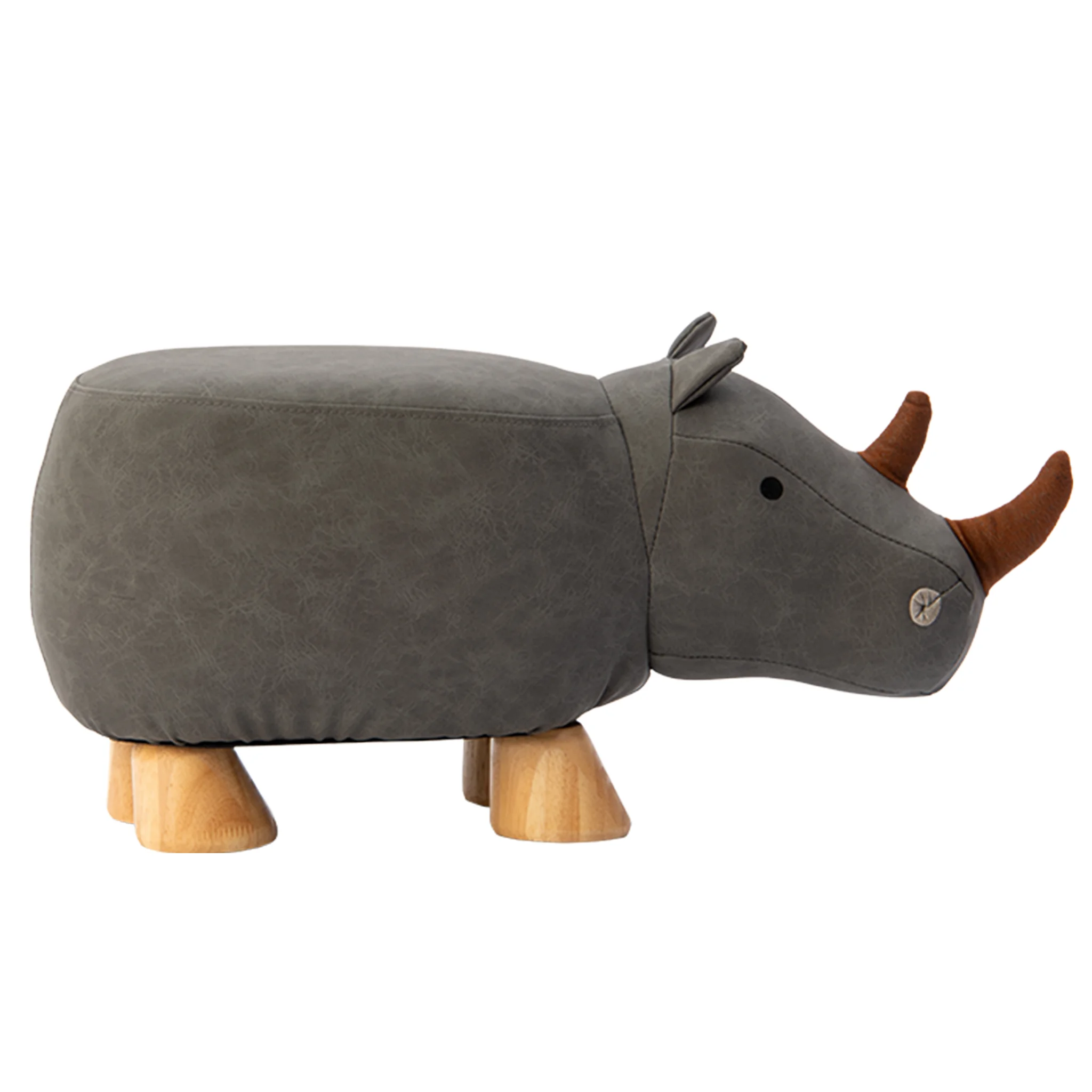 Dekofigur, Tierfigur, Rhino, Grau, Holzfüße
