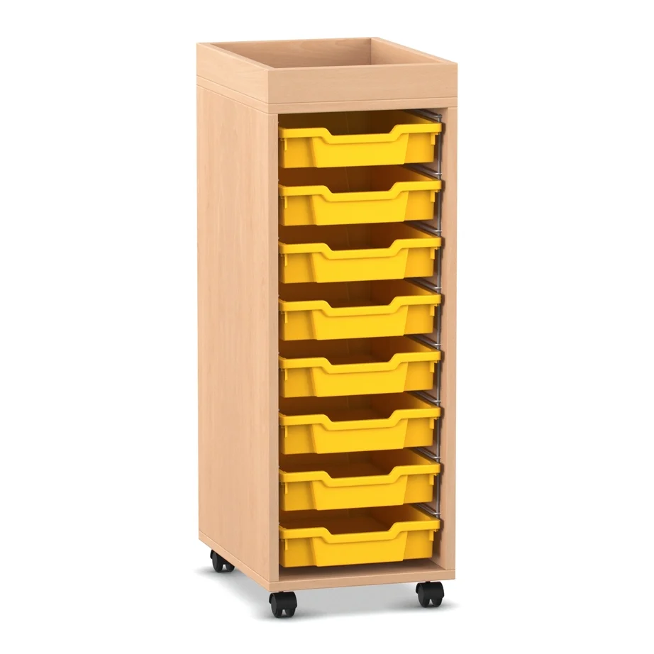 Regale PRO mit Aufkantung, 1 Reihe, 8 flache Boxen