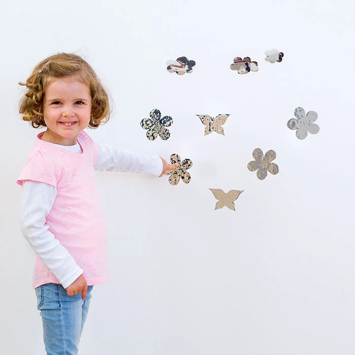 Kind, Kinder, Dekoration, Wandaufkleber, Blumen- und Schmetterlingsformen