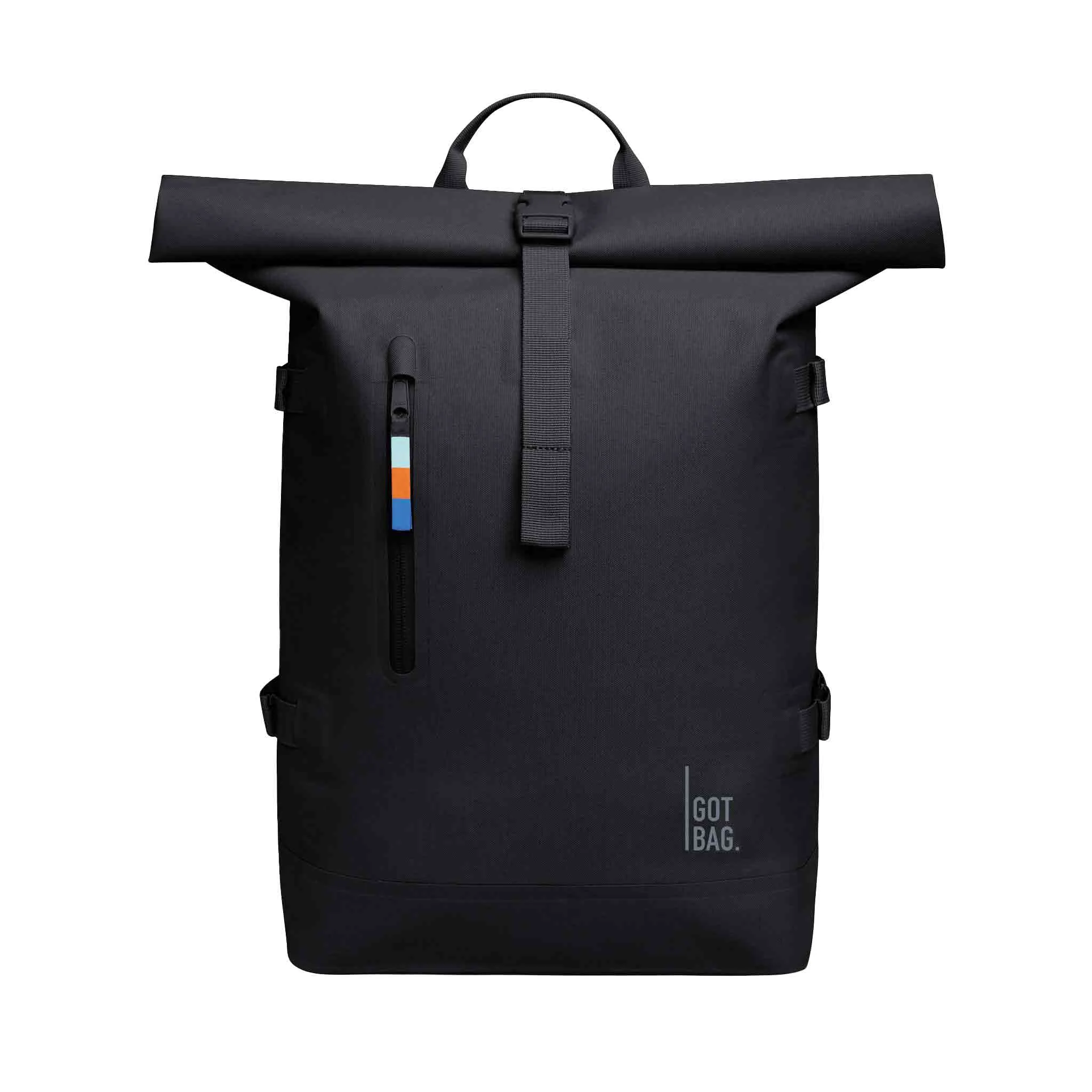 Rucksack, Schwarz, Rolltop, Reißverschluss-Tasche, Got Bag Logo