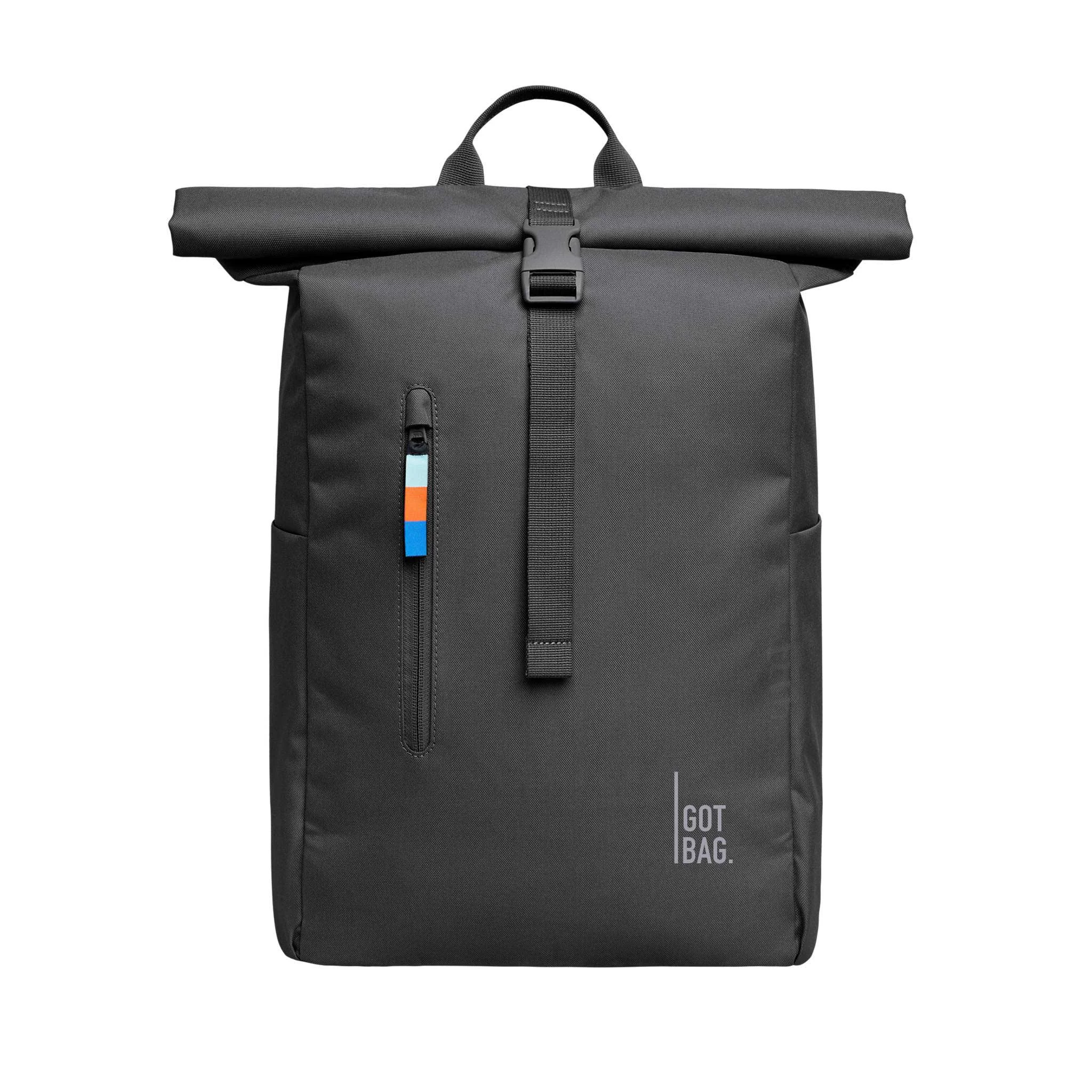 Rucksack, Rolltop, Reißverschlussfach, Nylon, Grau