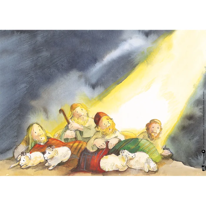 Weihnachtsgeschichte, Schafherde, Engel, Lichtstrahl, Szenenbild