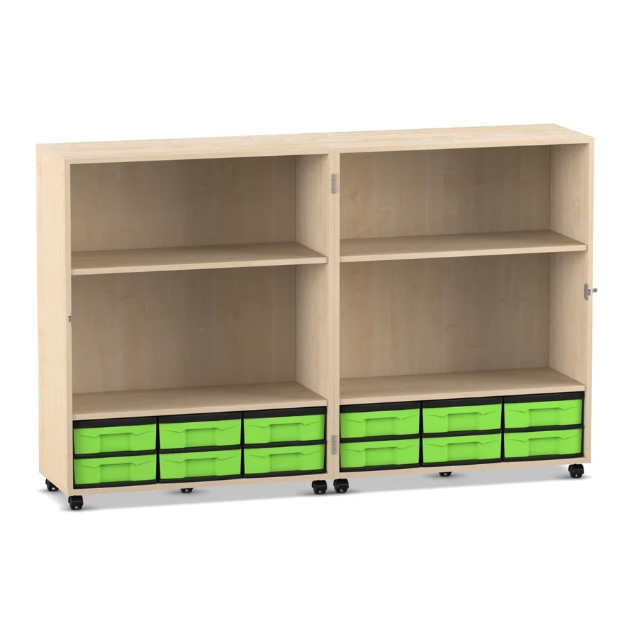 Wohnregal, Lagerregal, Schubladenboxen, PALETTE Grün, Rollregal