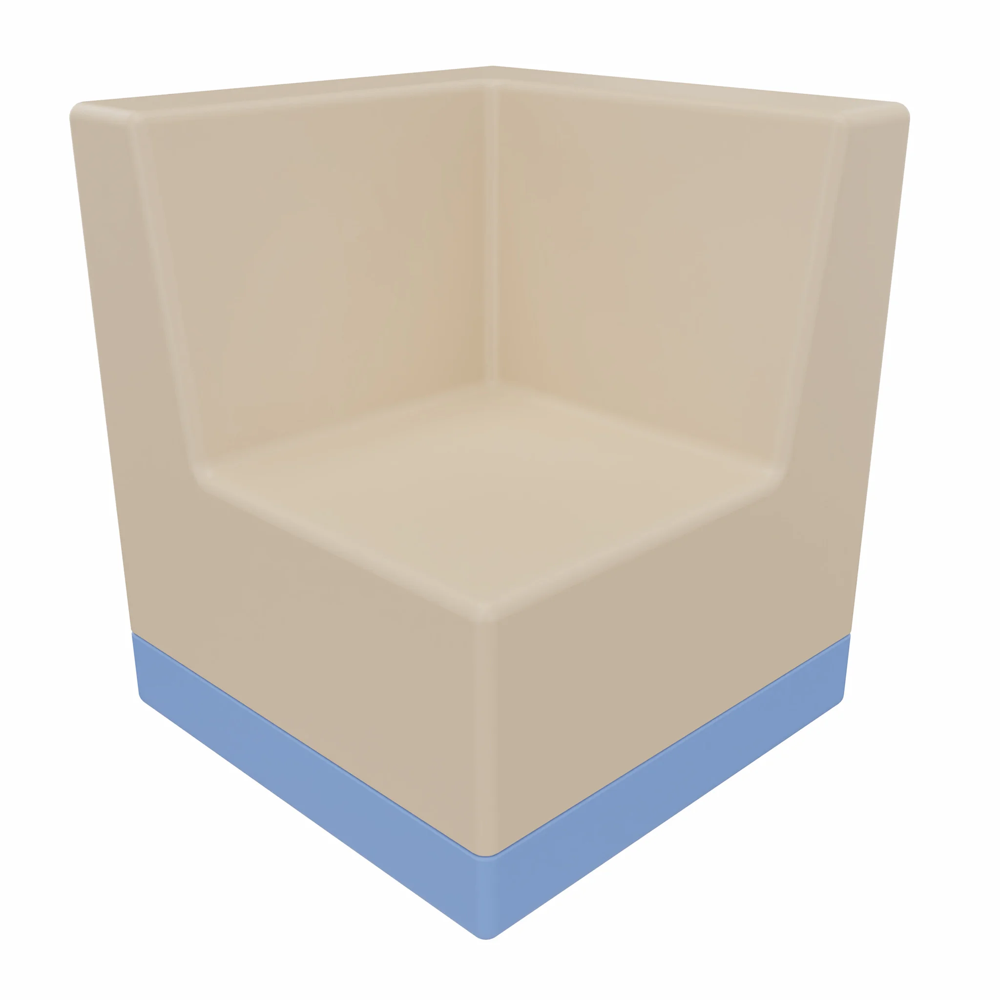Eckstuhl, Beige Sitz, Blauer Sockel, Sessel, Sitzmöbel