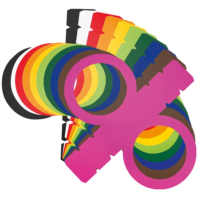 colorful rings, spiral bands, multicolor, round shapes, abstract graphics