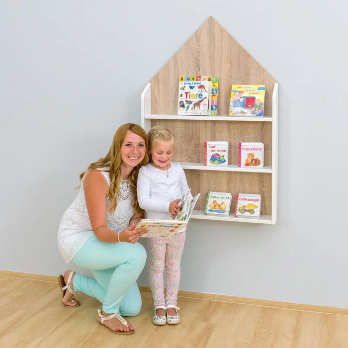 Bücherregal, Wandregal, Kinderbücher, Lernbücher, Familie