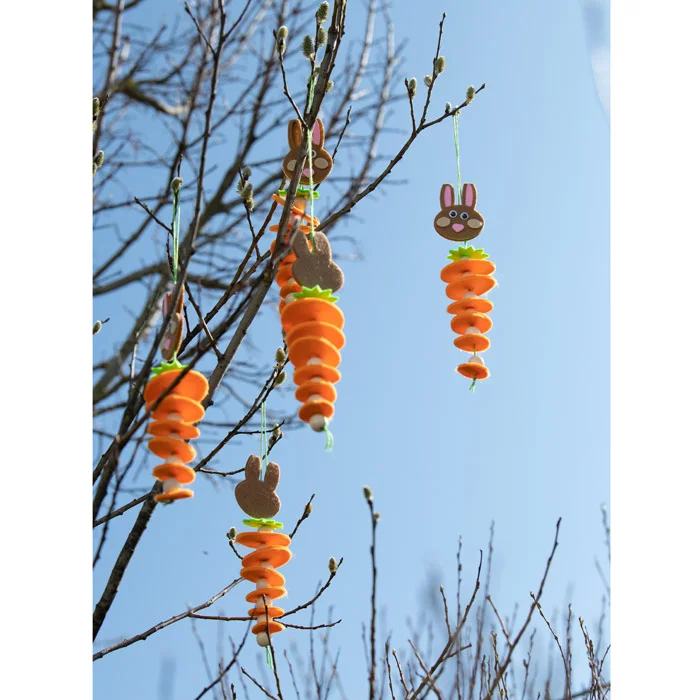 karotten, hänger, kinderdeko, hasenform, orange