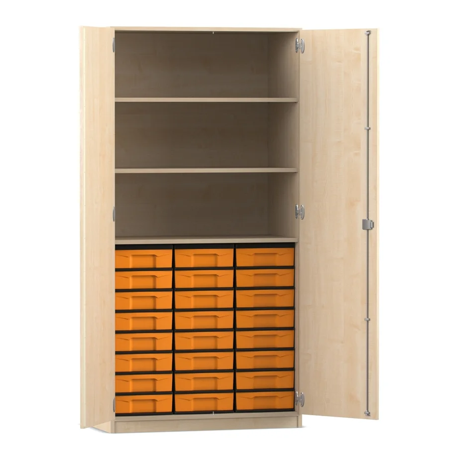 Schrank, Werkzeugschrank, Drei Ebenen, orange Drawers, Schubladenkasten