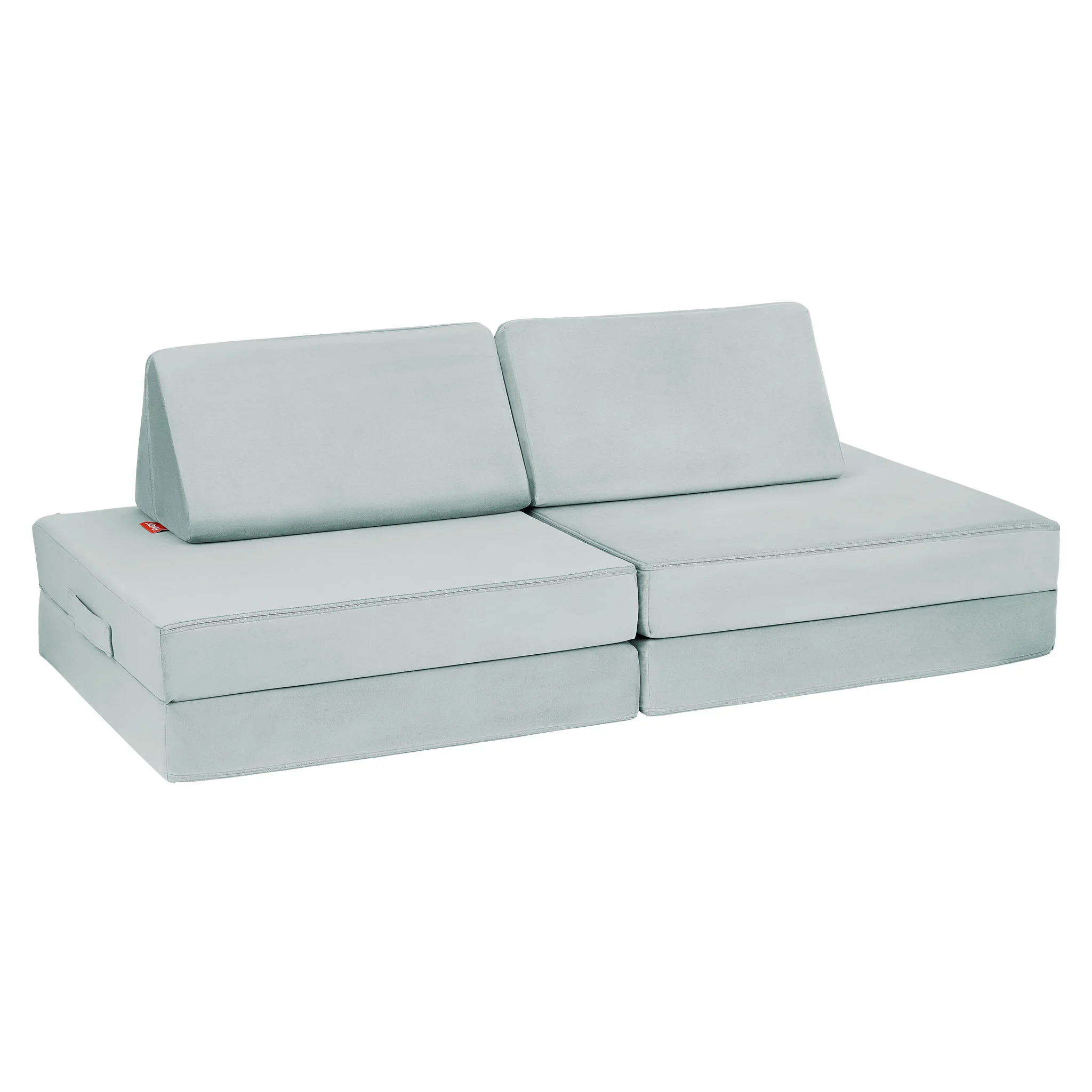 Sofa, Ecksofa, Samtstoff, Hellblau, Modulares