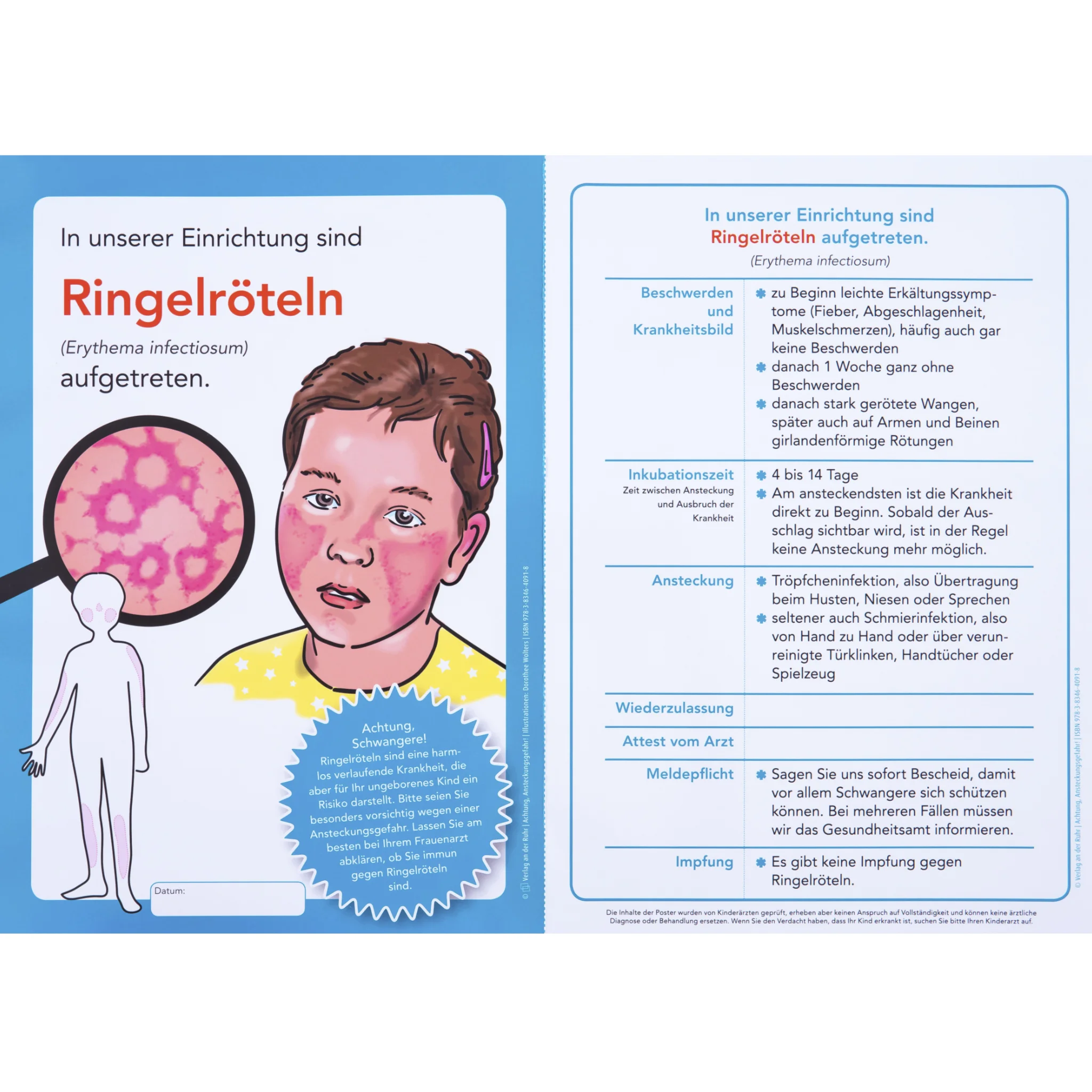 Ringelröteln, Infektionskrankheit, Kinderarzt, Infoblatt, Häufige Symptome
