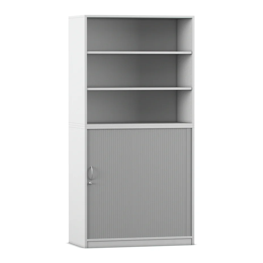 hutch, cabinet, storage, shelves, slatted door