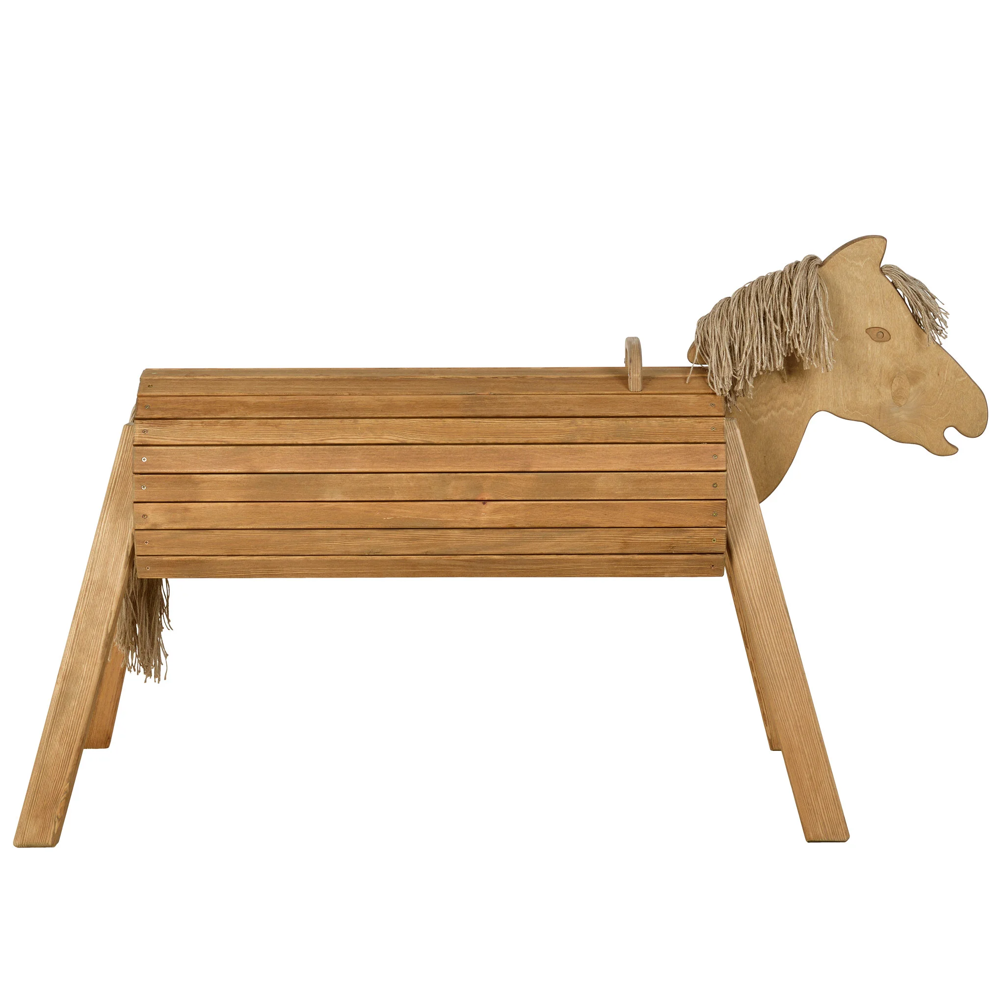 Holzstuhl, Schlittenstuhl, Pferdeform, Holz, Sitzbank