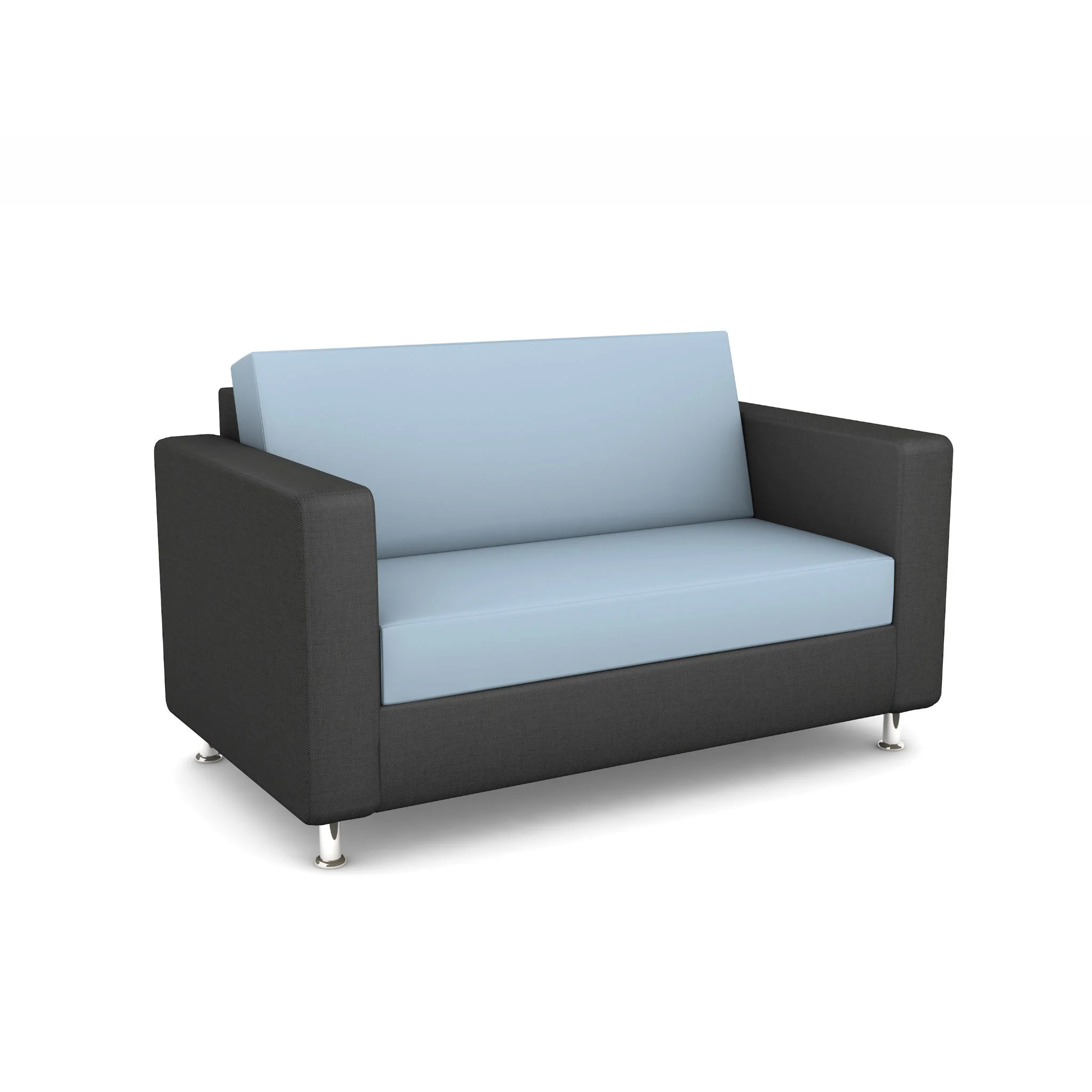 Sofa, Zweisitzer, Stoff, Blau, Grau