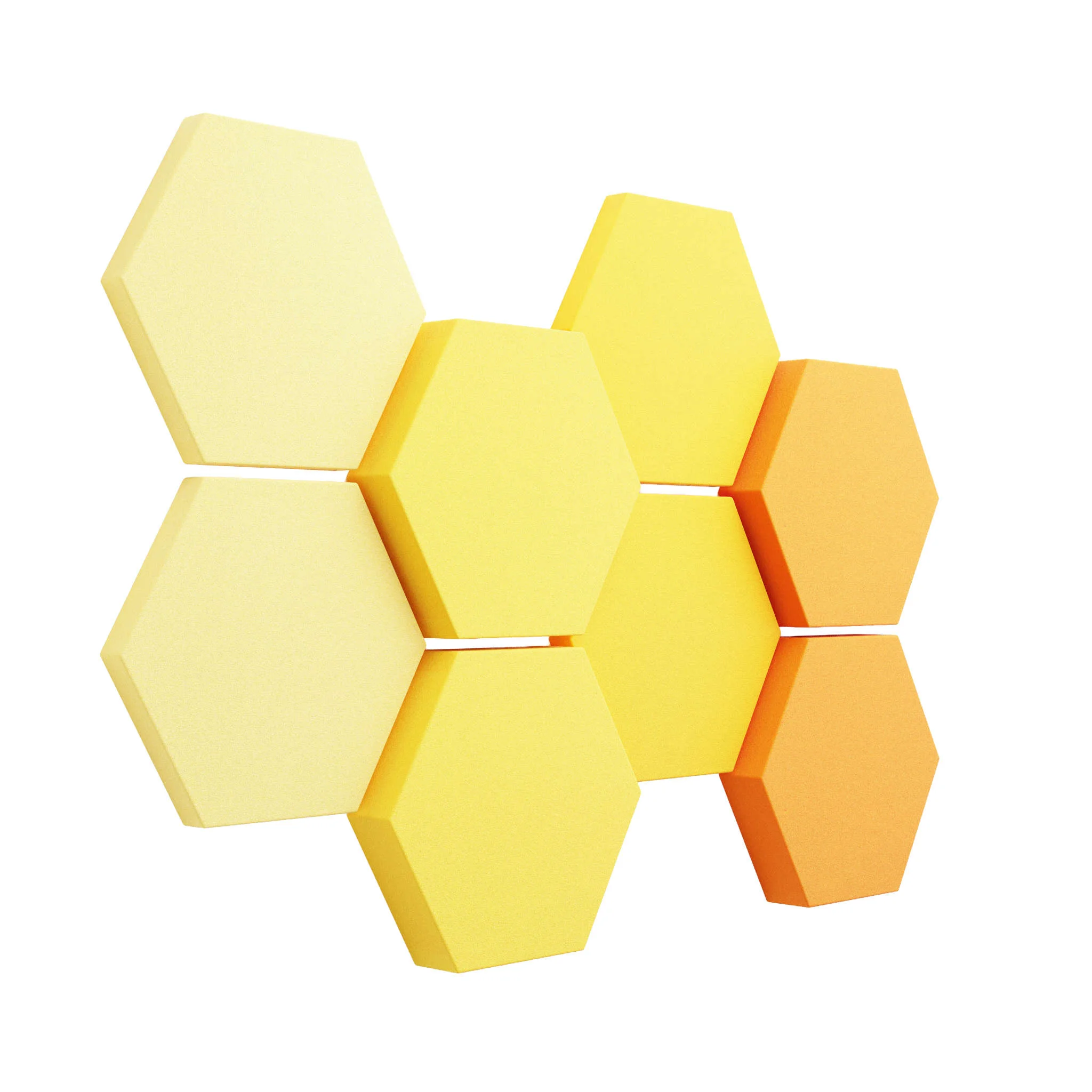 Wandhexagon, Wandsechseck, Wandstoff, Wanddekoration, Wärmefarbe