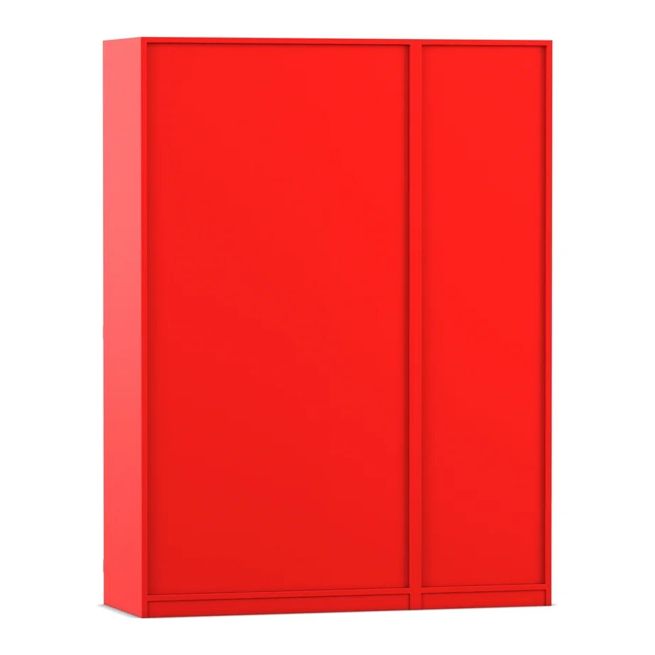 Kleiderschrank, Schiebetürenschrank, Roter Schrank, Garderobe, Metall-/Holzwerkstoff