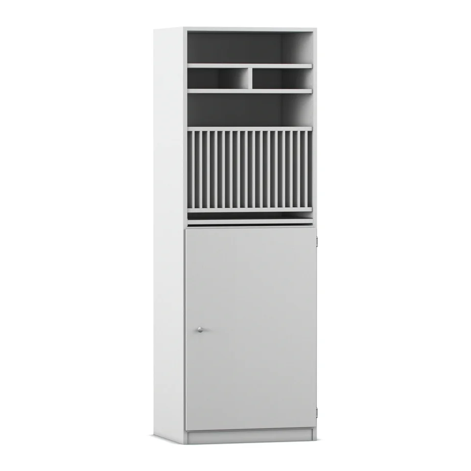 Schrank, Vitrinenschrank, Hängeregale, Grau, Schranktür