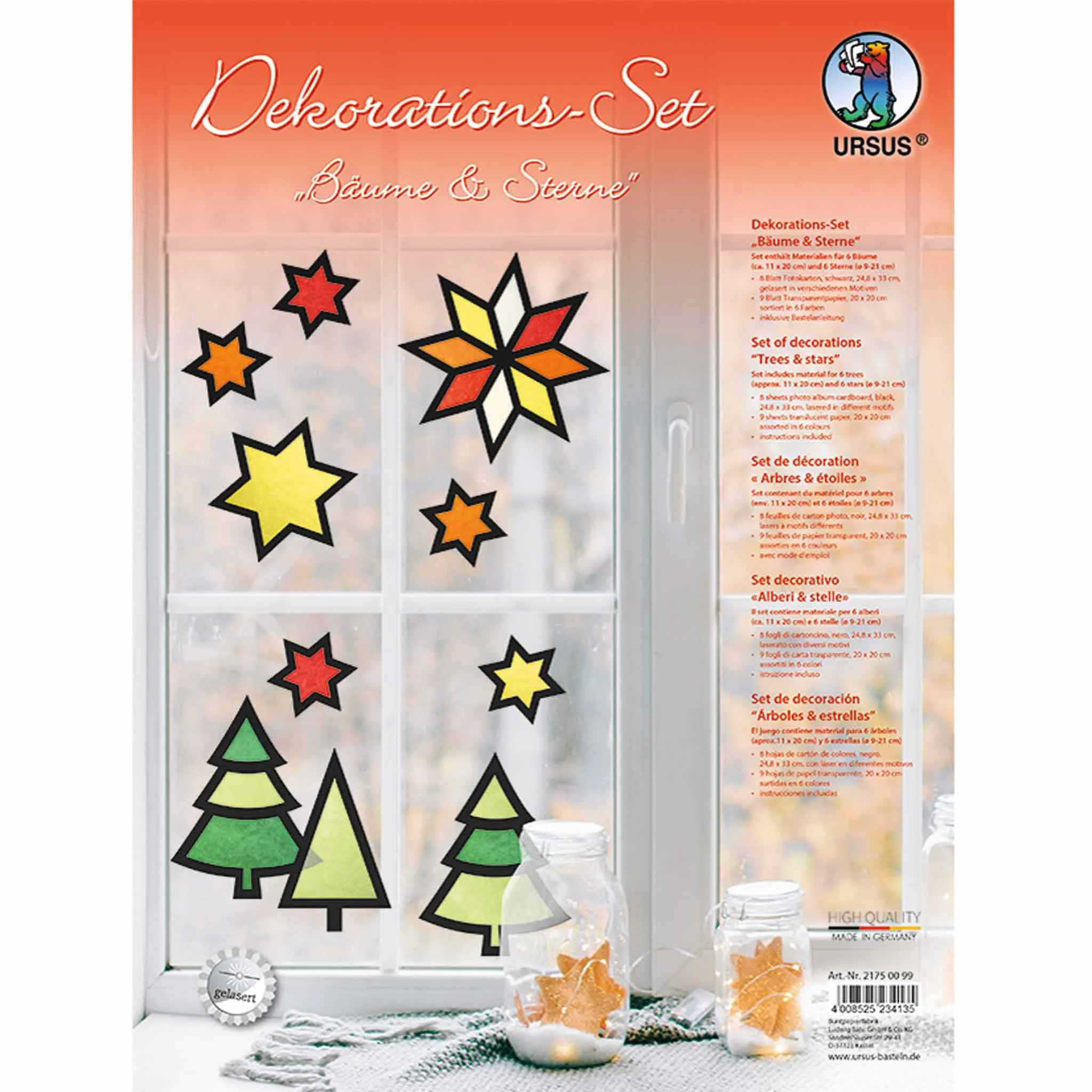 Sterne-Aufkleber, Fensterdeko, Weihnachtsdeko, Baum-/Sternenmotiv, Papier-/Stickerset