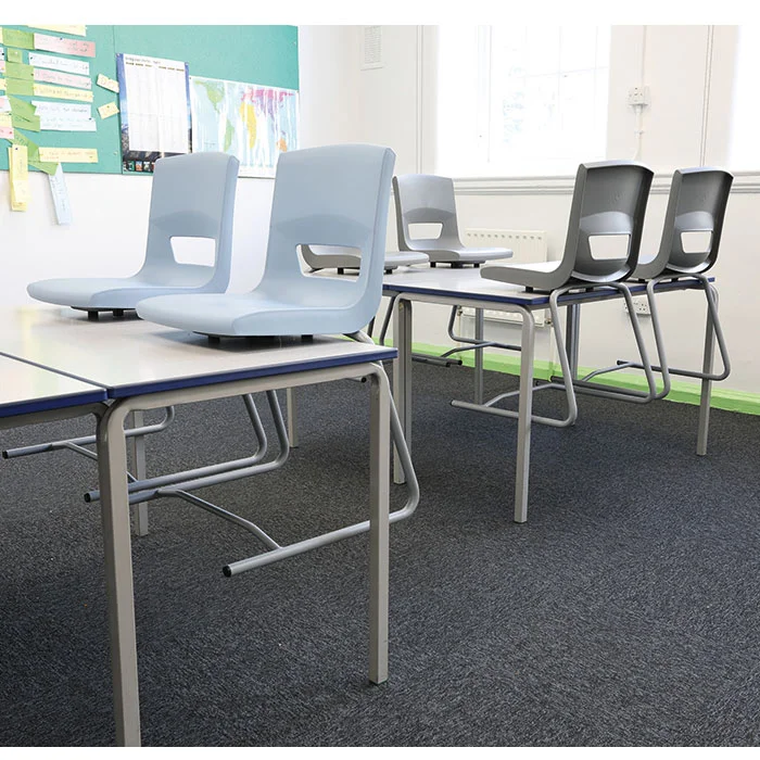 Schulstühle, Klassezimmer, Kunststoffstuhl, grau, Bodenbelag